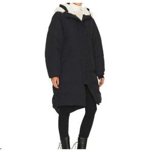 Rag & Bone Down Parka Coat Womens M Oversized Black Hooded Fishtail Sherpa NWT
